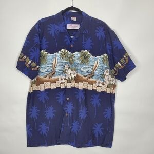 Men's Hawaiin Shirt XL Cotton Button-up Front and Back Graphic Hawaii Designed